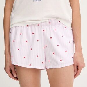 Holister Pink And Red Hearts Pajama Shorts